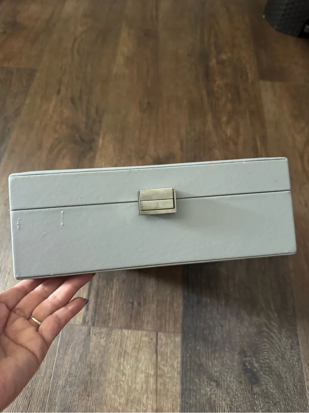 Beige Jewelry Organizer Box with Tray - Multi-Compartment Storage